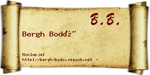 Bergh Bodó névjegykártya